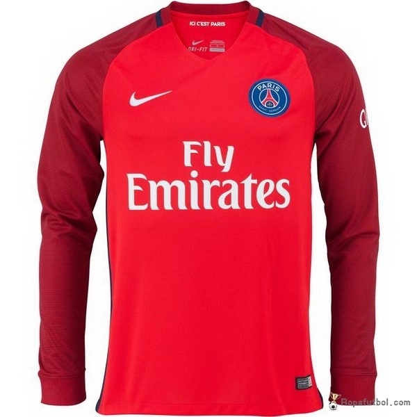 Camiseta Paris Saint Germain Replica Segunda Ropa ML 2016/17 Rojo